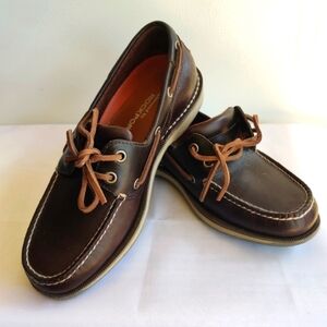 Rockport Brown Leather Boots with Inner Collar and Textured Heel, Size 6.5 Men